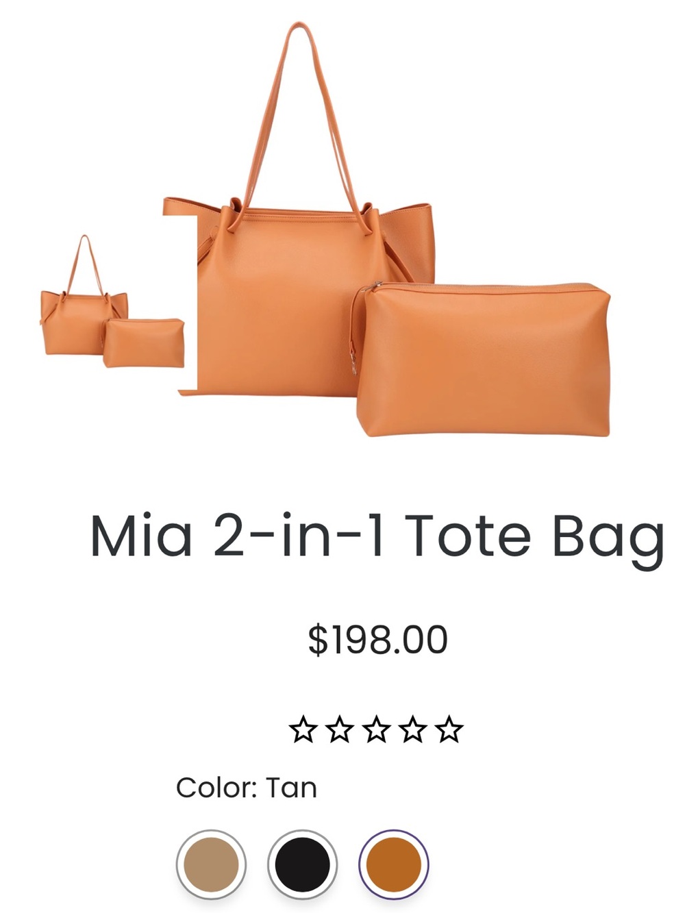 Mia 2-in-1 Tote Bag - Tan
